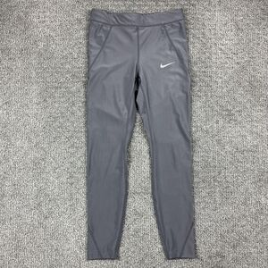 Nike Dri FIT Running Pants Womens Small Gray Athletic Leggings Pocket Drawstring